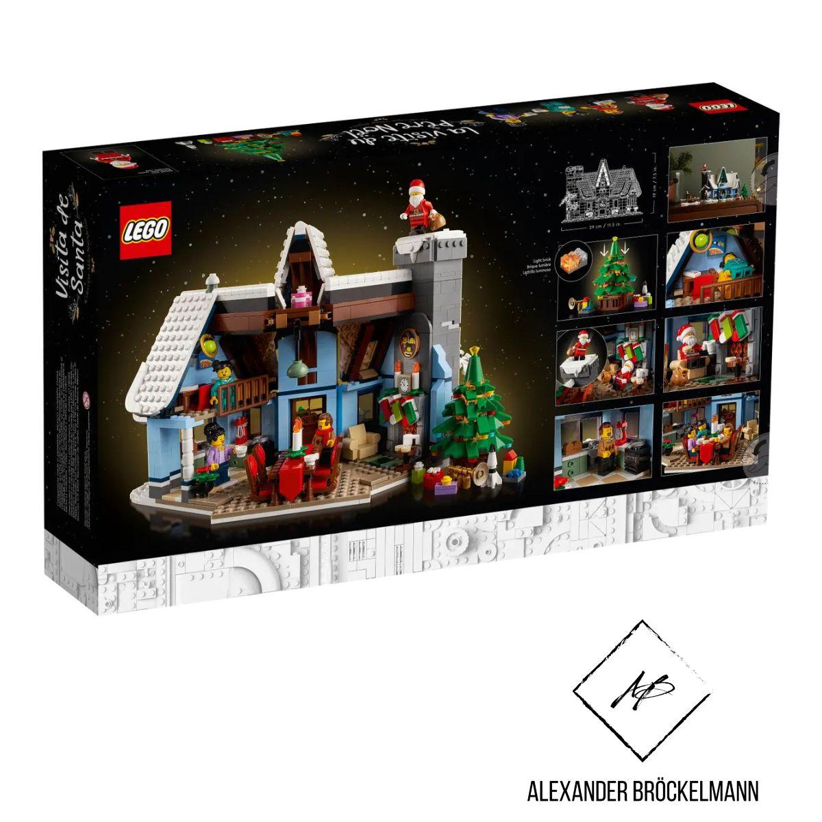 LEGO Icons 10293 Besuch des Weihnachtsmanns, aufgebautes Weihnachtshaus mit Minifiguren