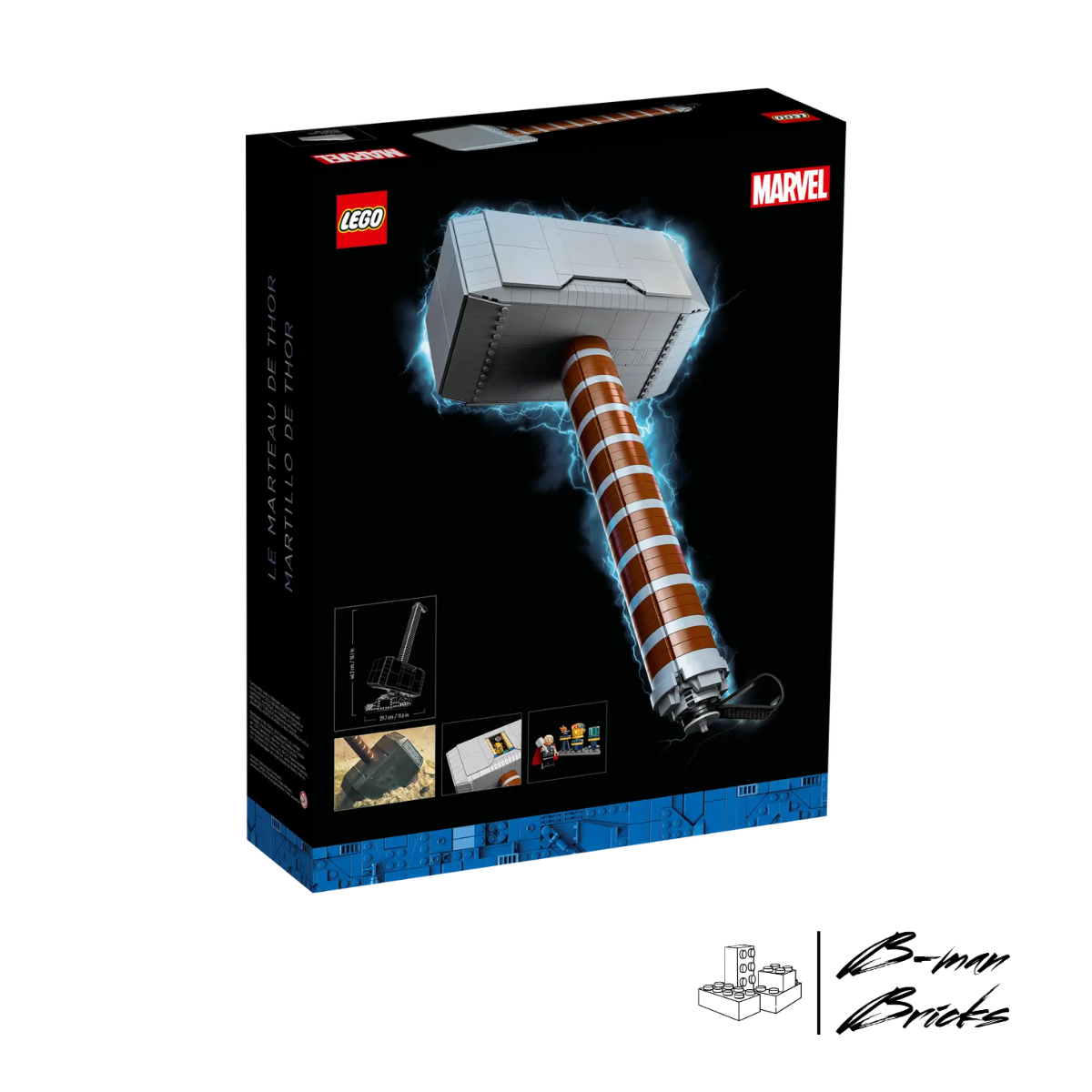 LEGO® Marvel Thors Hammer 76209 mit Sockel und Namensplakette